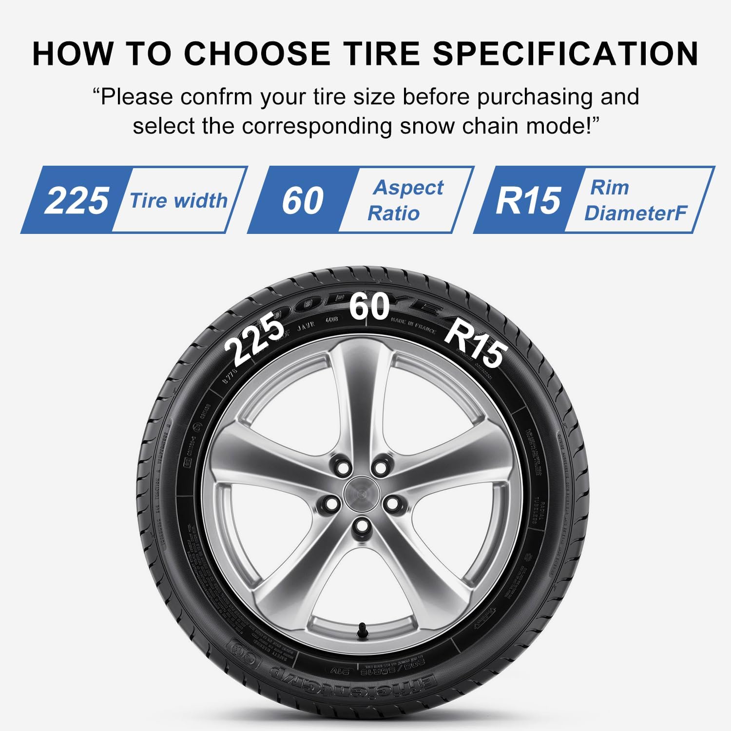 Auto Snow Chains Tire Chains For Cars Suv Pickup Trucks - Tightening 1Min Quick Install Tire-Chains, Reusable Emergency Tire Chains for Snow & Ice Traction (HKN170)