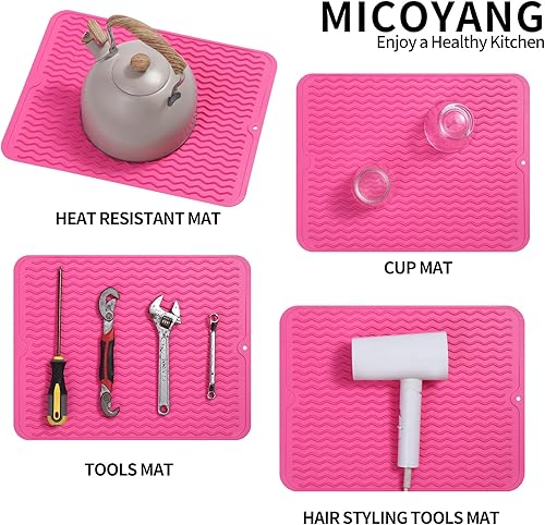 Miniatura 1035 de Tapete de silicona para secado de platos para múltiples usos, fácil de limpiar, ecológico, resistente al calor, tapete de silicona para encimera