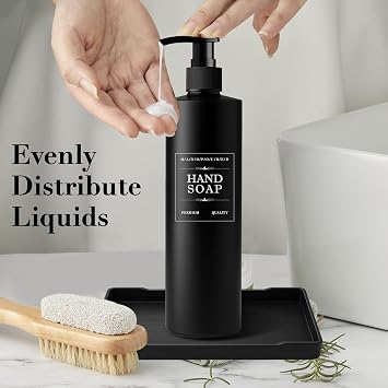 4 Pcs 500ml Black Soap Dispenser, Black Empty Bathroom Bottles