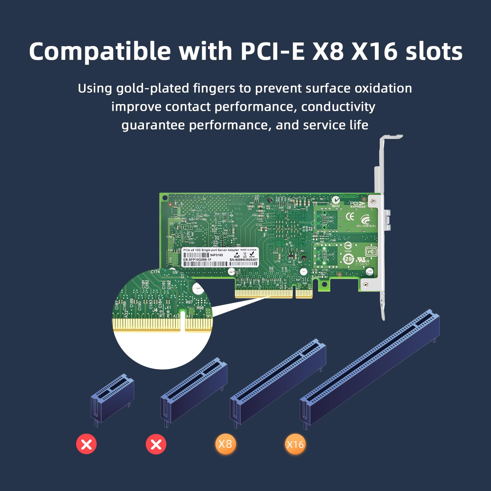Buacoz PCI-E X8 10 Gigabit Ethernet Fiber Optic Network Card, With Intel 82599 Chip (X520-DA1) Controller, Single SFP Port Server Network Adapter E10G41BF, Support Windows Server/Linux/VMware - View #13