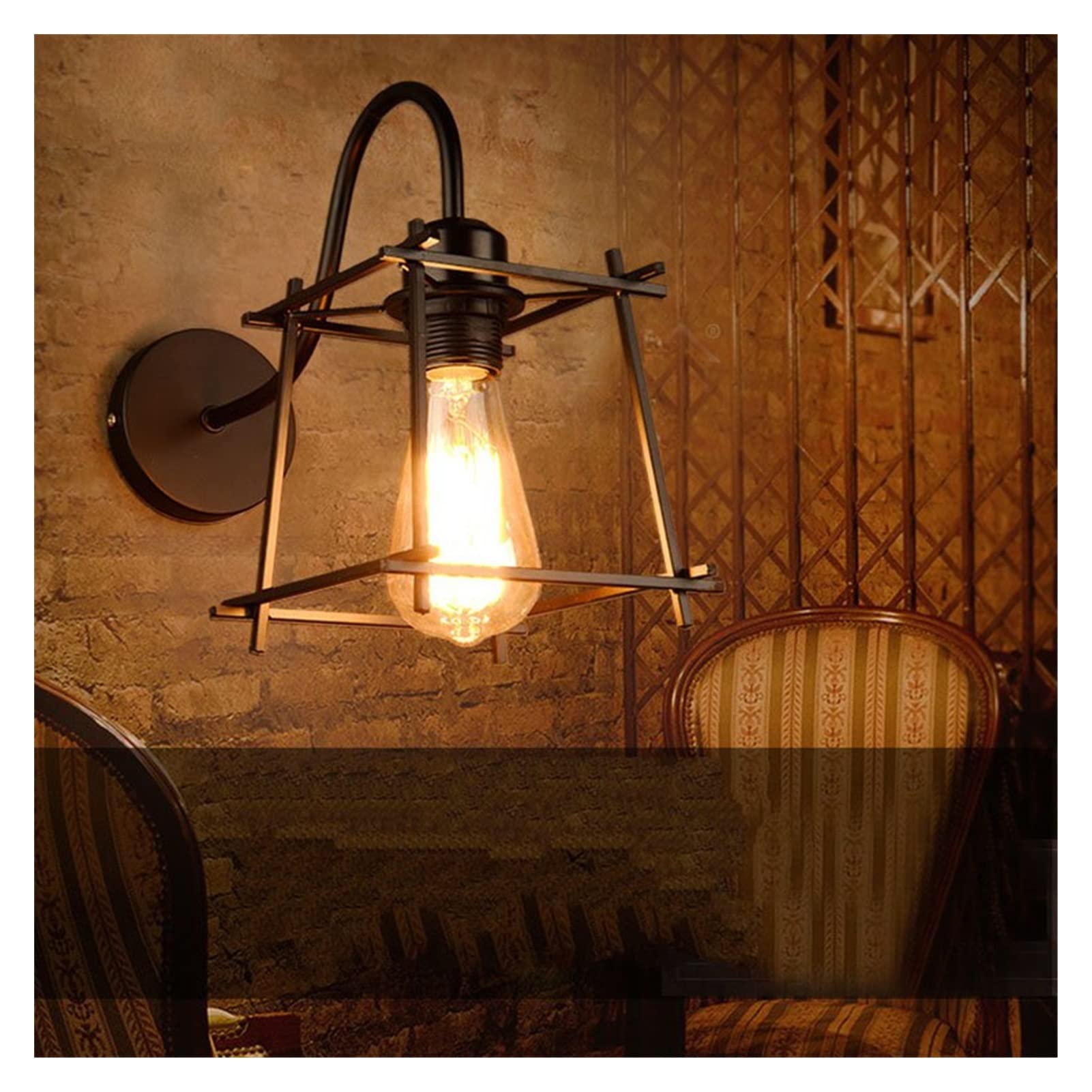 Lámpara de pared, Viento industrial V-intage Jaula de hierro Lámpara de pared Apliques de ruedas Bar Restaurante Loft AC90 260v Luz de soporte montada en la pared, Lámpara de pared moderna Comfortable