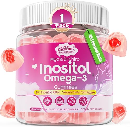 Myo-inositol y D-Chiro ideal 40:1, inositol + omega-3 (3:1), equilibrio hormonal para mujeres | Gomitas de inositol sin azúcar con Omega 3 DHA:EPA