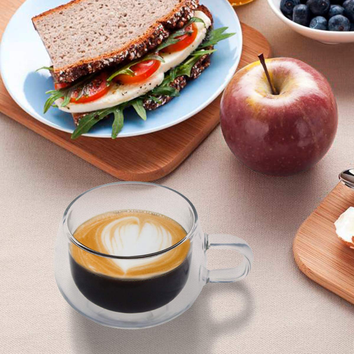 Tazzine Caffè In Vetro Doppia Parete Set Di 2 - Trasparenti, 150ml, Con Manico, Termiche E Moderne - Foto 12