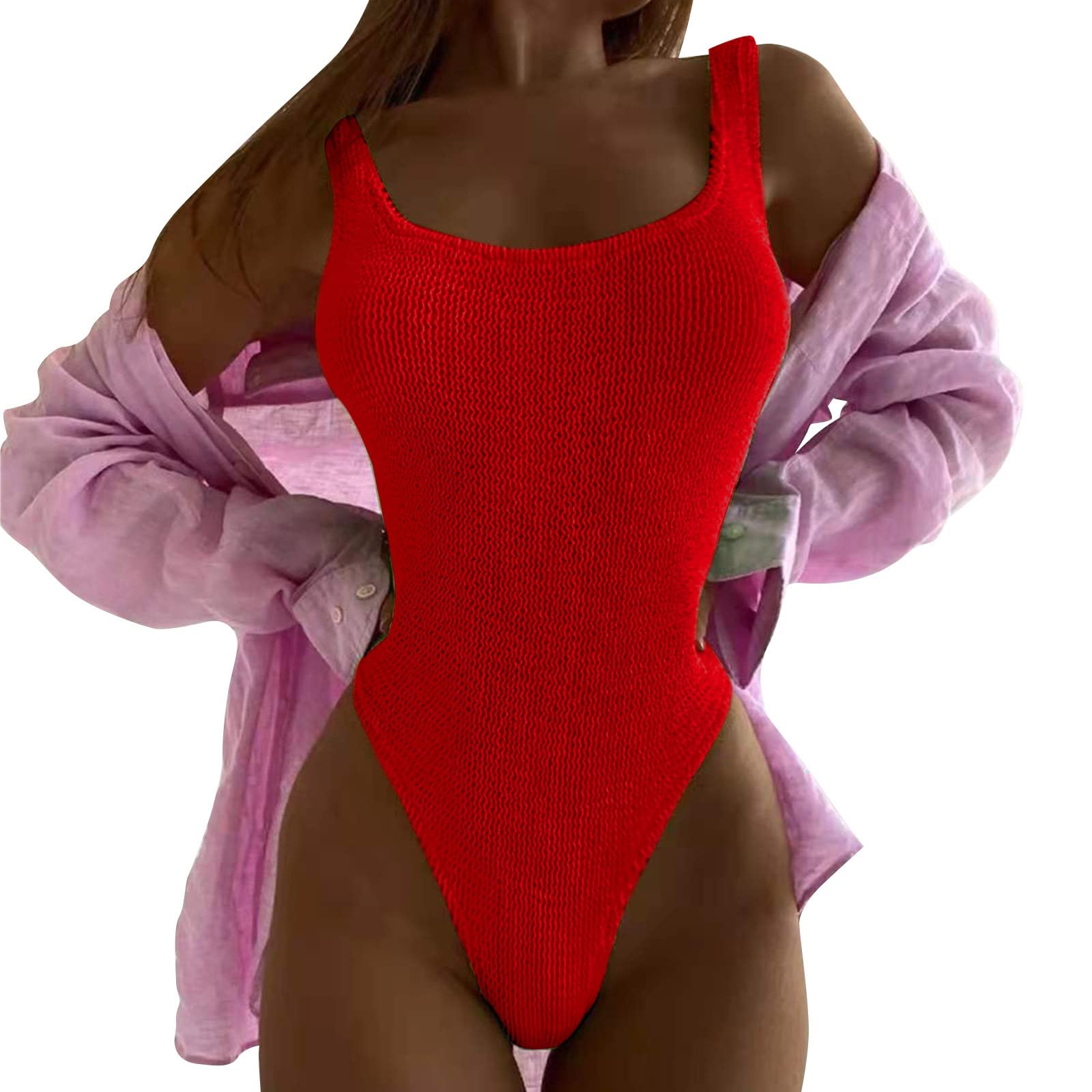 Generico Costume da Bagno Donna, Costumi Interi da Pancia A Vita Alta Avvolgere Tie Back Monokini Costumi Intero, Comfort Ottimale