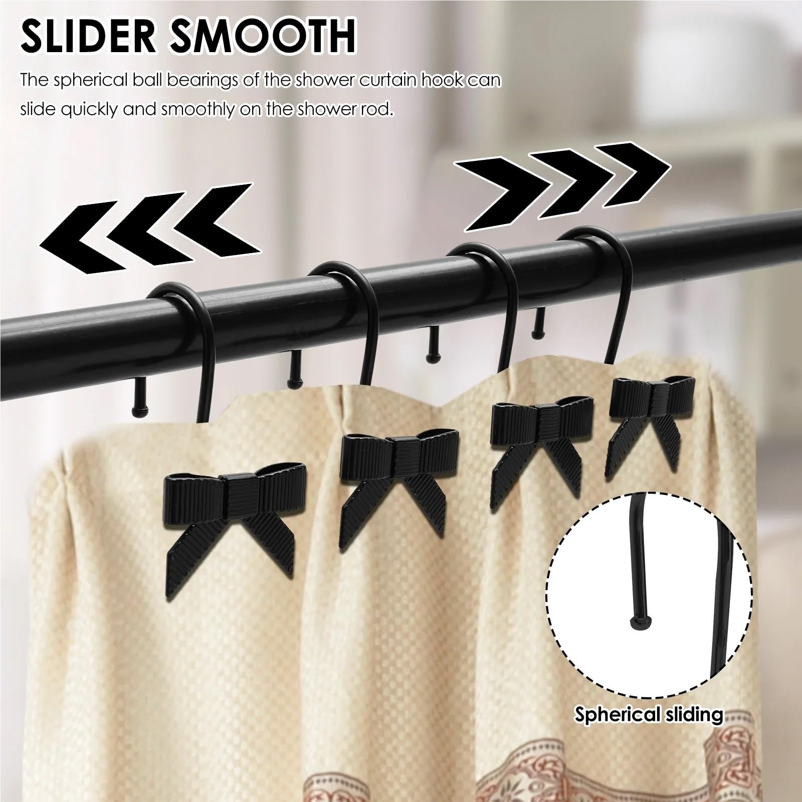 12 ganci for tende da doccia, anelli, nodi ad arco, ganci graziosi decorativi, accessori for il bagno di casa(12pcs Gold)