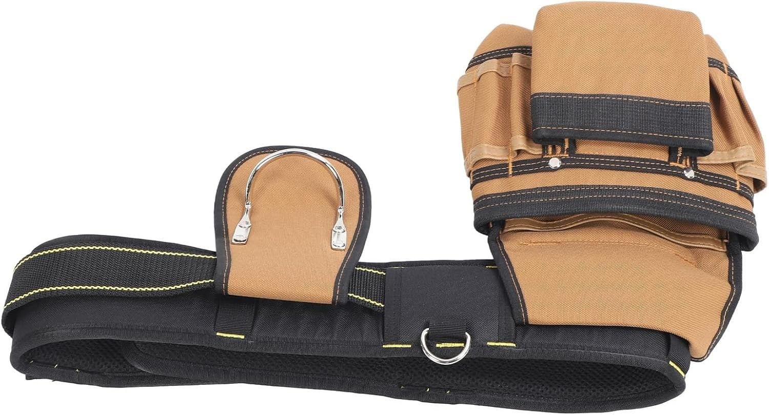 Cintura Porta Attrezzi Regolabile con 12 Tasche, Borsa Lavoro Imbottita con 12 Tasche Sganciabili, con Portamartello, per Chiodi, Viti, Metrino e Cacciaviti