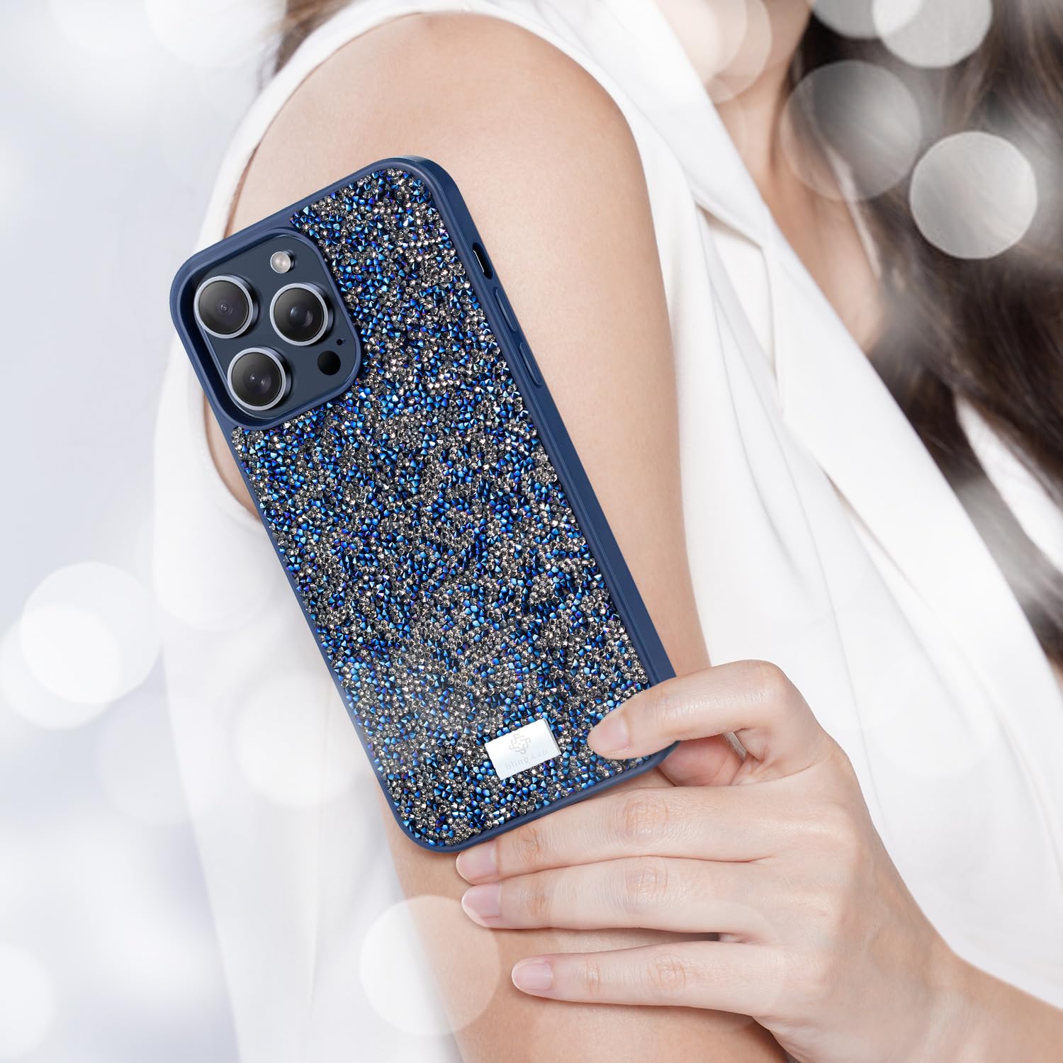 BEZ Cover per iPhone 17 Pro Max Scintillio Glitter, Custodia per iPhone 17 Pro Max della serie Bling & Co., Custodia protettiva Sparkle Diamond Crystal Bling Case, Pino Verde