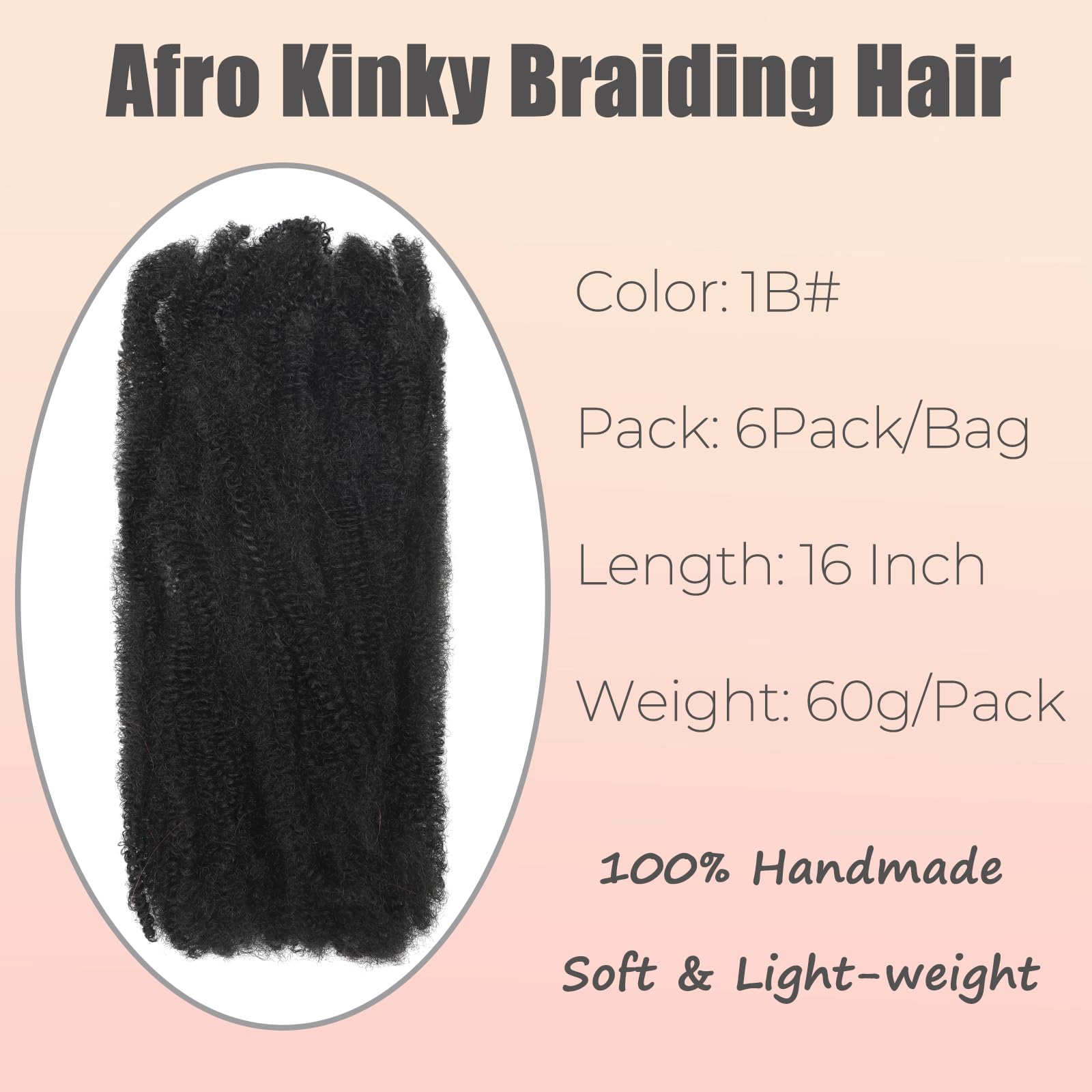TOOPBIUTI Afro Kinky Bulk Hair 16 Inch Spring Twist Braiding Hair Bulk Locs Dreadlock Extensions Afro Kinky Curly Crochet Braid (1B - Image 2