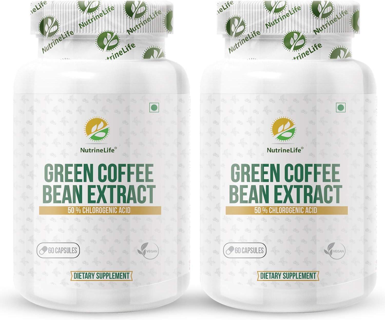 NutrineLife Pure and Natural Green Coffee Bean | Extract Capsules | For Men And Women | Natural Supplements for weight management | 800 Mg, 50% Chlorogenic Acid | 60 Veg Capsules (Pack of 2)
