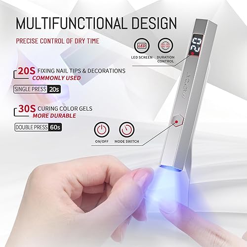 Miniatura 3 de MAGYCAT Mini cinturón de luz UV de mano de metal para uñas de gel, lámpara LED portátil de uñas, secador de uñas USB para 8 s, secado rápido, uñas