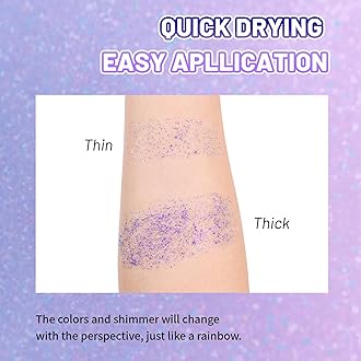 DAGEDA Body Glitter Gel, Roll-on Face Glitter for Mermaid Makeup Festival Rave Accessories, Holographic Hair Glitter Gel,Body Shimmer Halloween Makeup for Rave Party(Crazy Purple)