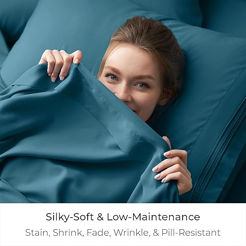 Miniatura 5 de Mellanni - Sábana encimera refrescante de tamaño California King tipo hotel de lujo de 1800 hilos. Esta es la sábana más suave, que no se arruga ni