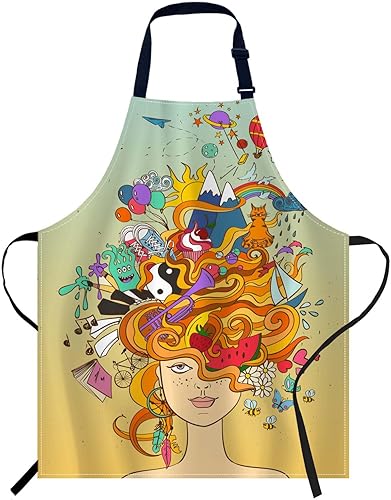 Miniatura 7 de oFloral Delantal para póster de pizza, delantal ajustable unisex, delantal de chef de cocina, delantal para mujeres y hombres, para cocina en casa