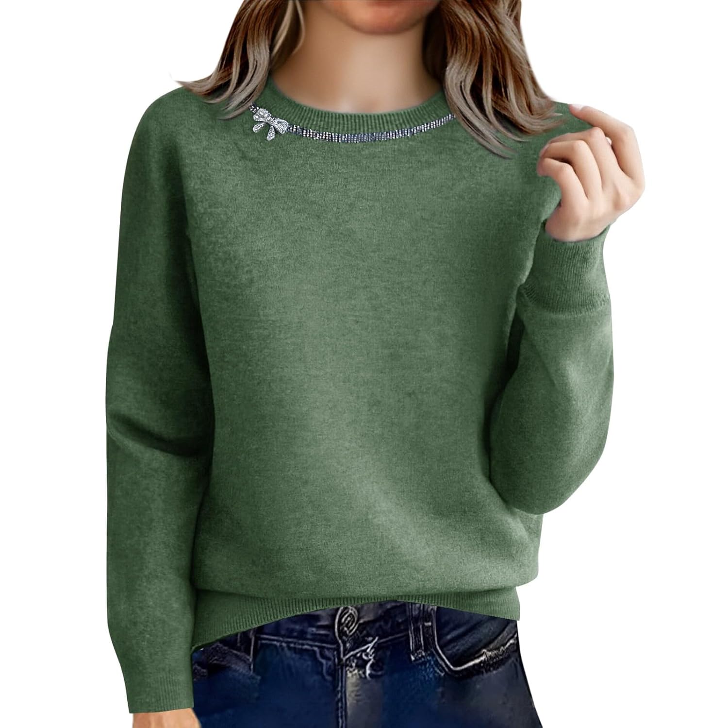 Cashmere Sweaters for Women Crew Neck Long Sleeve Soft Warm Fall Winter Cozy Solid Lightweight Knit Pullover Sweater