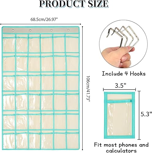 Miniatura 2 de Organizador de bolsillo para aula, tabla de bolsillo para calculadora de teléfono celular, organizador de bolsillo transparente para almacenamiento