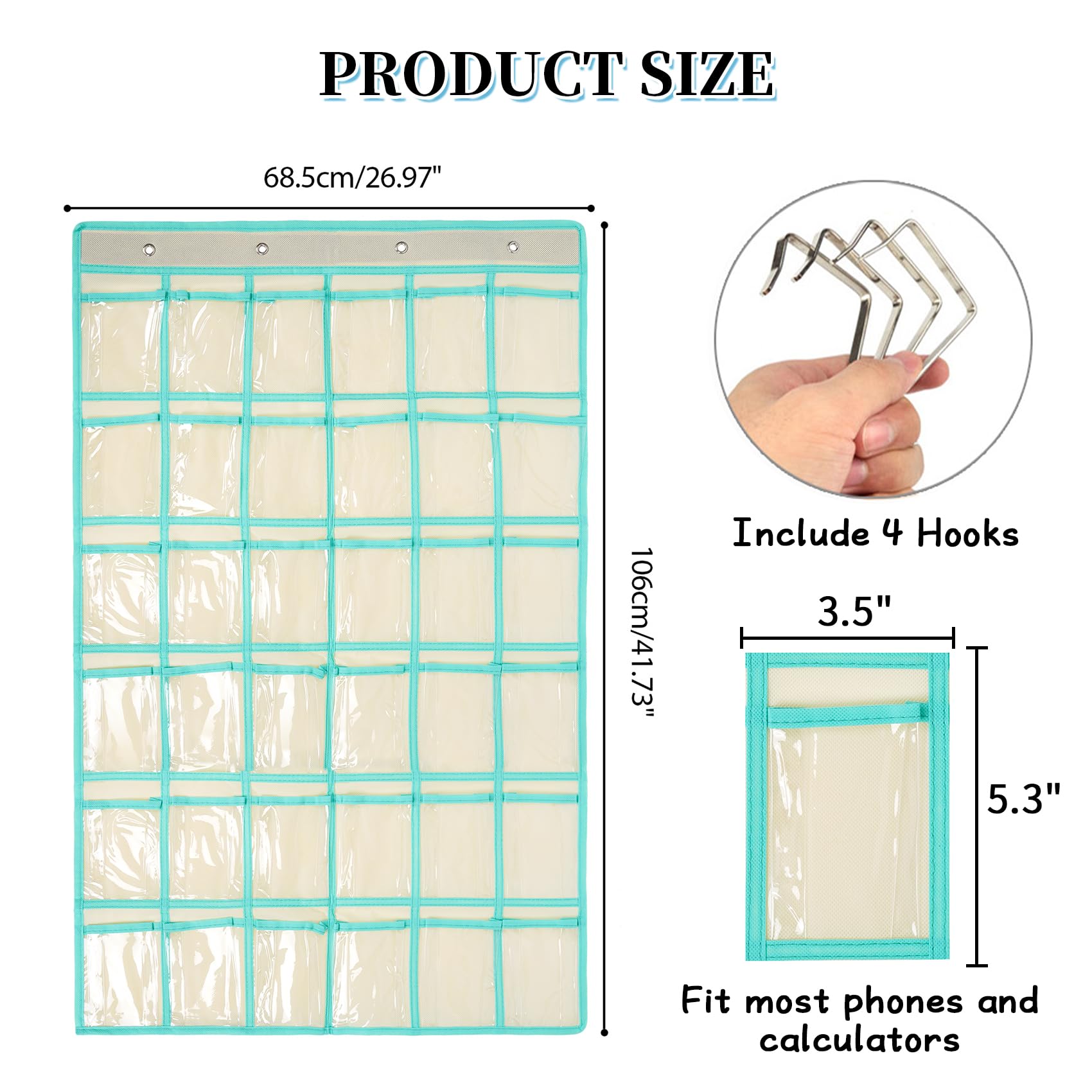 Organisateur Suspendu Porte SAVORLIVING - 24 Poches Transparentes - Range Téléphone, Bijoux, Accessoires