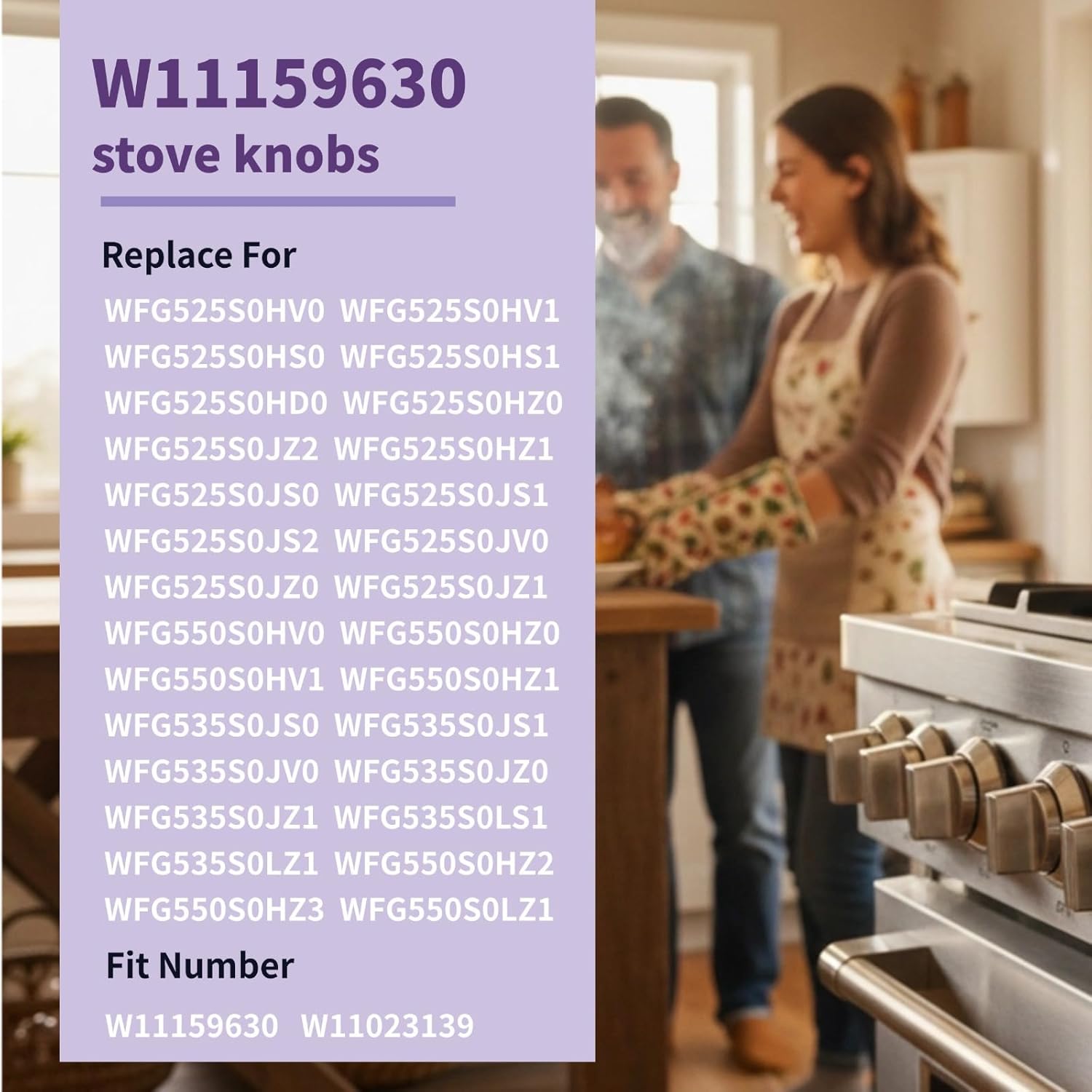 Upgraded 5 Pcs W11159630 Stove Knobs Replacement for Whirlpool Gas Stove Knobs W11023139 WFG550S0HZ1 WFG525S0HS0 WFG550SOHZ2 Cooktop Oven Gas Range Burner Electric Control Knobs Parts Silver