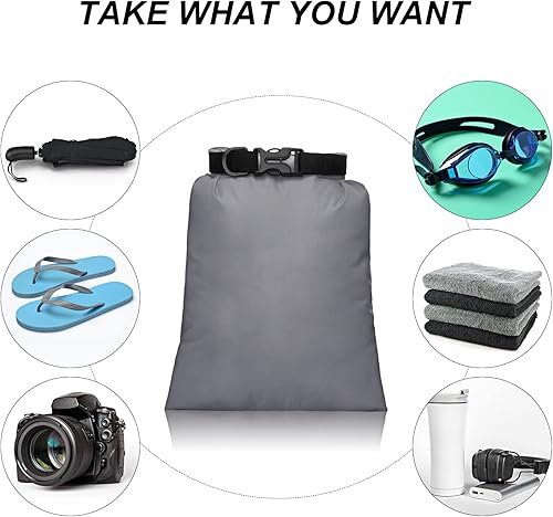 Miniatura 4 de Juego de bolsas secas impermeables de 15 L+ 8 L +5 L+4 L+3 L+ 2 L sacos ligeros y correa de hombro larga ajustable para kayak, rafting, canotaje