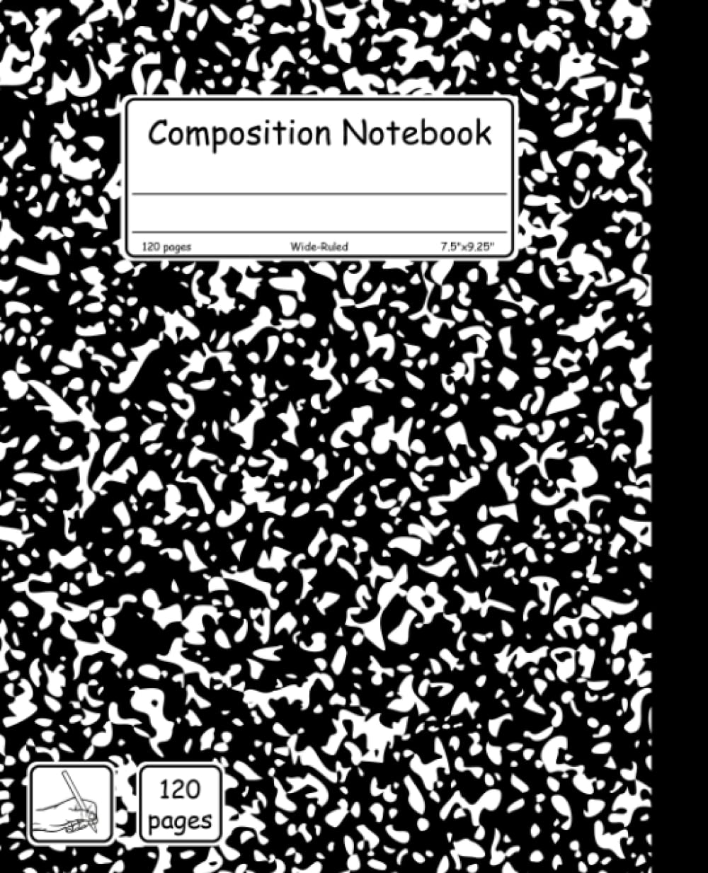 Black Left-Handed Wide Ruled Composition Notebook: Spine on The Right ...