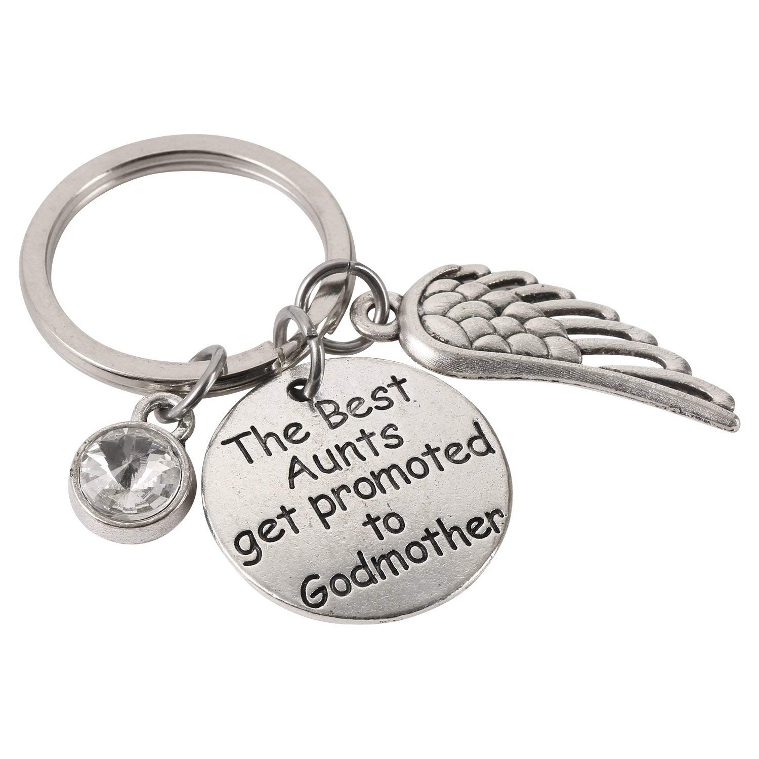 Godmother Gift Godmother Keychain Baptism Jewelry - The best Aunts get promoted to Godmother