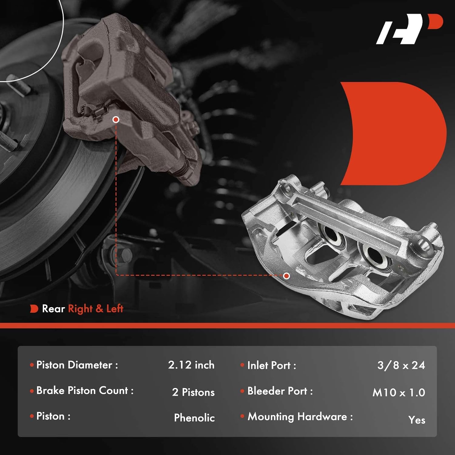 A-Premium Disc Brake Caliper Assembly with Bracket Compatible with Select Ford Models - E-450 Super Duty 2008-2019 - Rear Driver and Passenger Side, 2-PC Set
