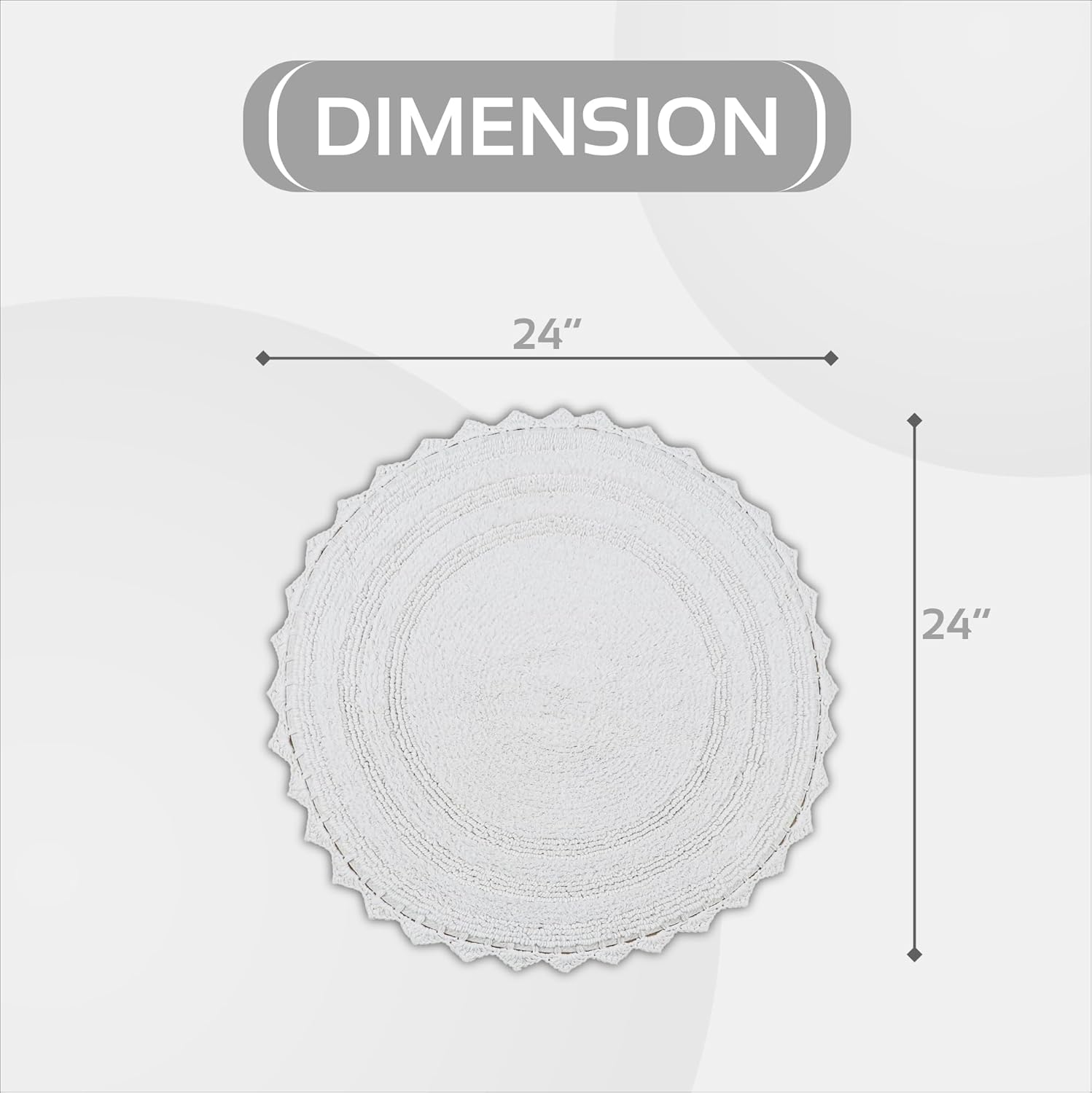 Better Trends Lilly Crochet Round Bath Rugs & Absorbent Bathroom Mat, Reversible Bath Rugs, Bath mats for Bathroom, 100% Cotton Bathmats Washable - 24", White Round Rug