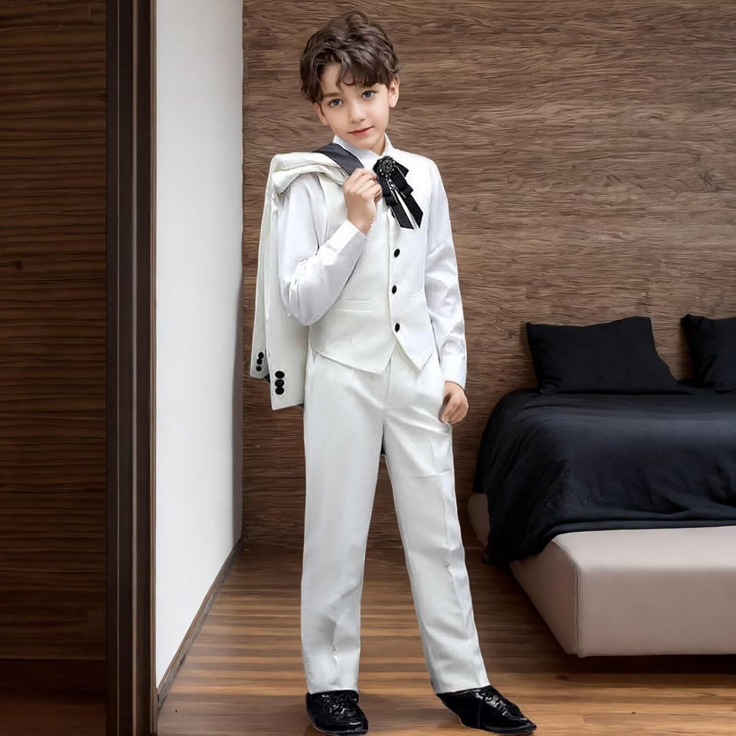 Boys Suit Slim Fit Classical Tuxedo Shawl Lapel Jacket Boys Complete Outfit Homecoming Party Wedding Suits