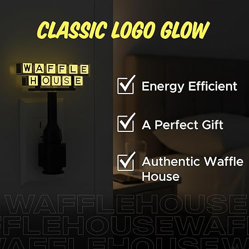 Miniatura 4 de Waffle House Luz nocturna enchufable  Logotipo clásico que brilla inspirado en el icónico restaurante para pasillos, dormitorios y amantes de los