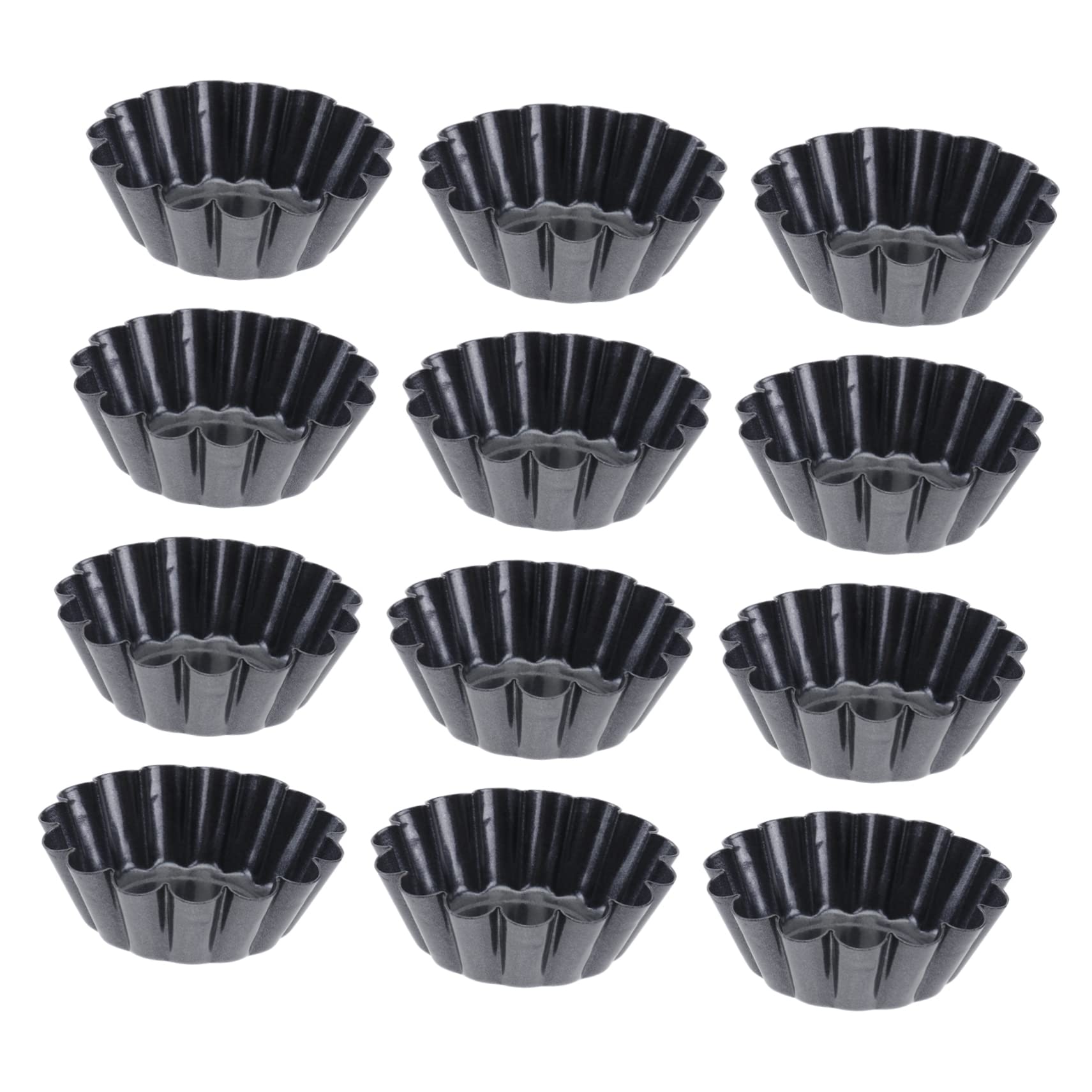 STOBAZA 12Pcs Non Stick Carbon Steel Flower Tart Pans for Muffins and Cupcakes Reusable Baking Mold for DIY Desserts and Parties Baking Tools