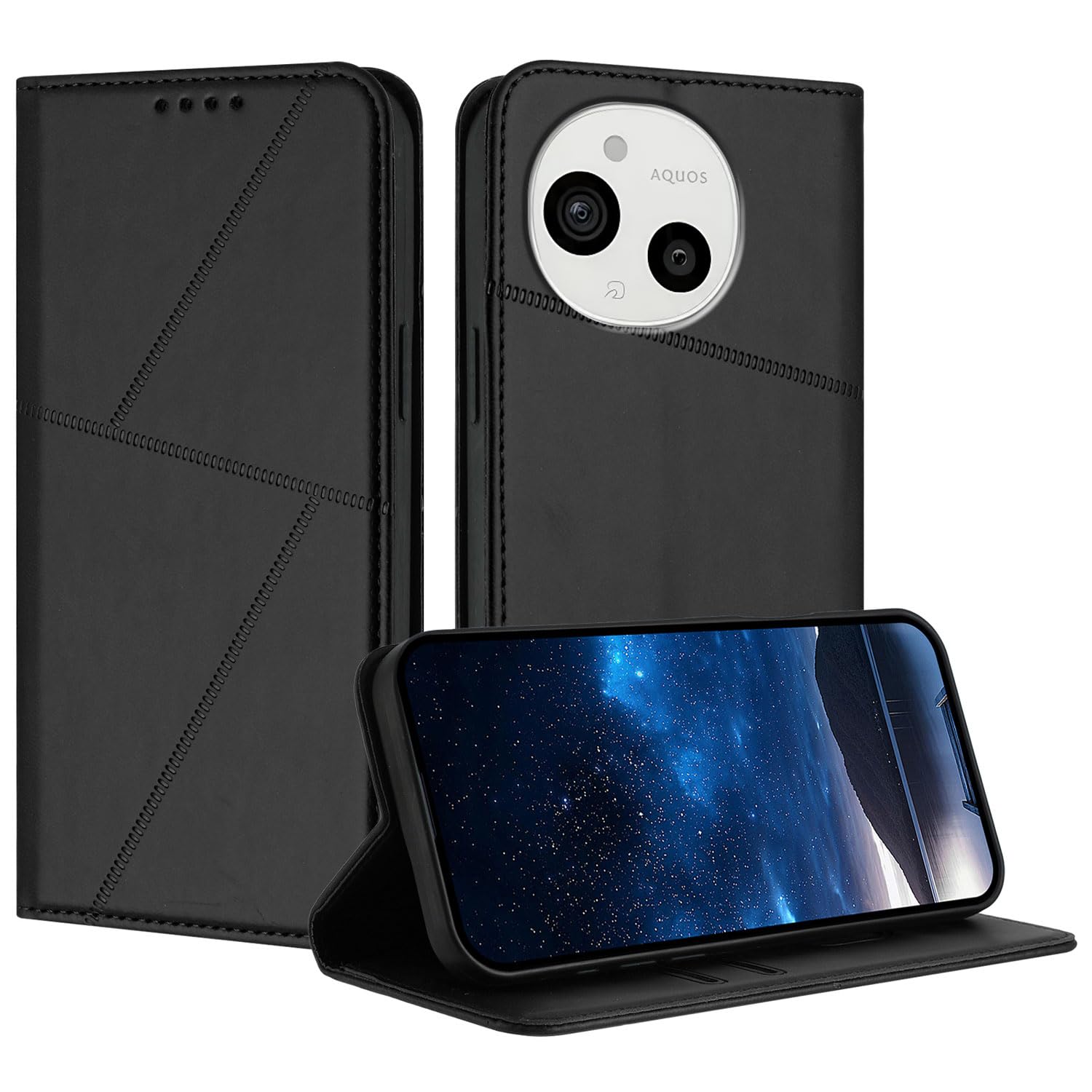 Gedurya AQUOS sense9 用 ケース 手帳型 アクオス センス9 ケース 財布型 SIMフリー docomo au SoftBank 楽天モバイル AQUOS sense9 スマホケース SH-53E SHG14 SH-M29 携帯カバー マグネット式 カード収納 スタンド機能 高級PUレザー 全面保護 耐衝撃 (ブラック)