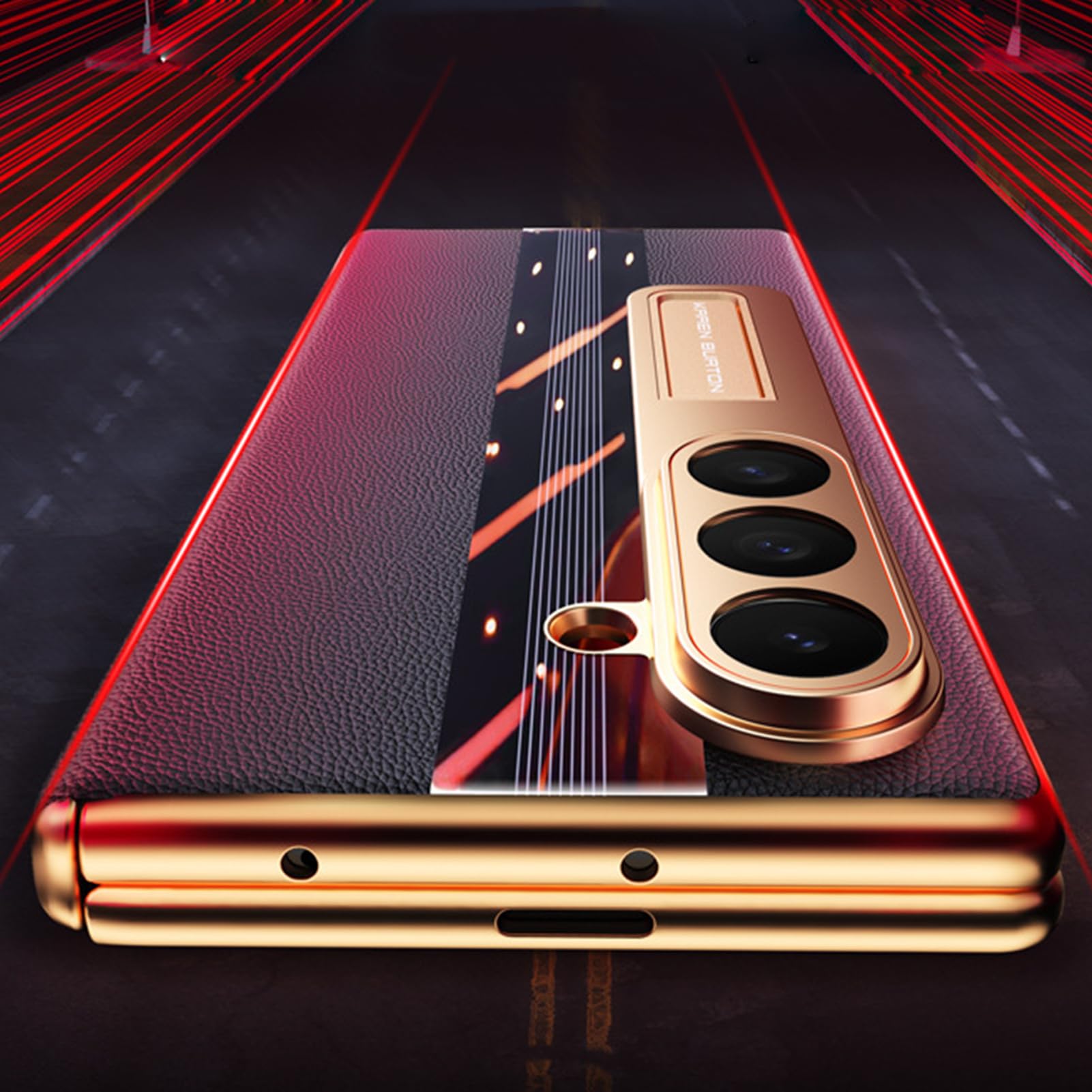 Skóra naturalna etui do Samsung Galaxy Z Fold 7, styl biznesowy niewidoczny stojak Galvano Cover All Including Case, Czerwony, Z Fold 7