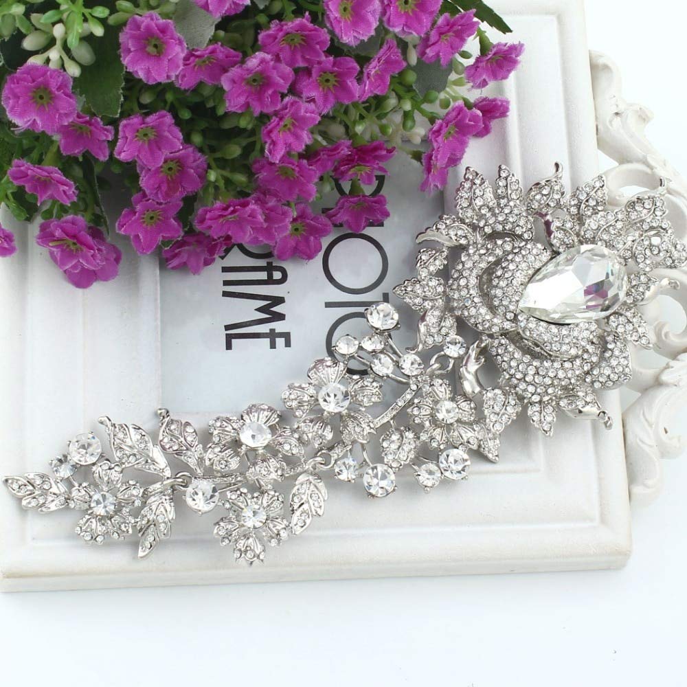 BAJIE Brosche Frauen Blumen Brosche Kristall Metall Pin Braut Hochzeit Zubehör Party Schmuck Big Badge Girl