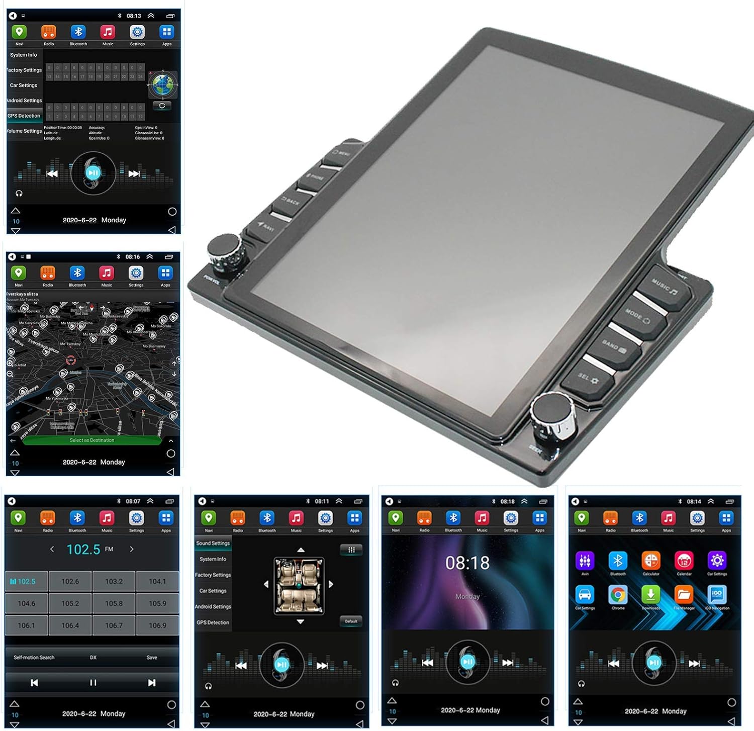 ZHNN Android 9.1 Double Din Car Stereo Radio 9.7 inch Vertical Touchscreen Head Unit with GPS in-Dash Navigation,Bluetooth,FM,WiFi,Support Rear Camera Input&Mirror Link : Electronics