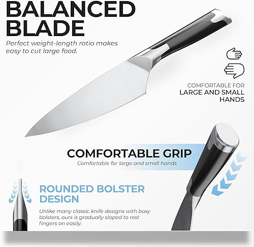 Miniatura 4 de FOXEL Cuchillo de chef pequeño de 6 pulgadas, cuchillo de cocina para cortar verduras, acero inoxidable de alto carbono afilado, regalo profesional