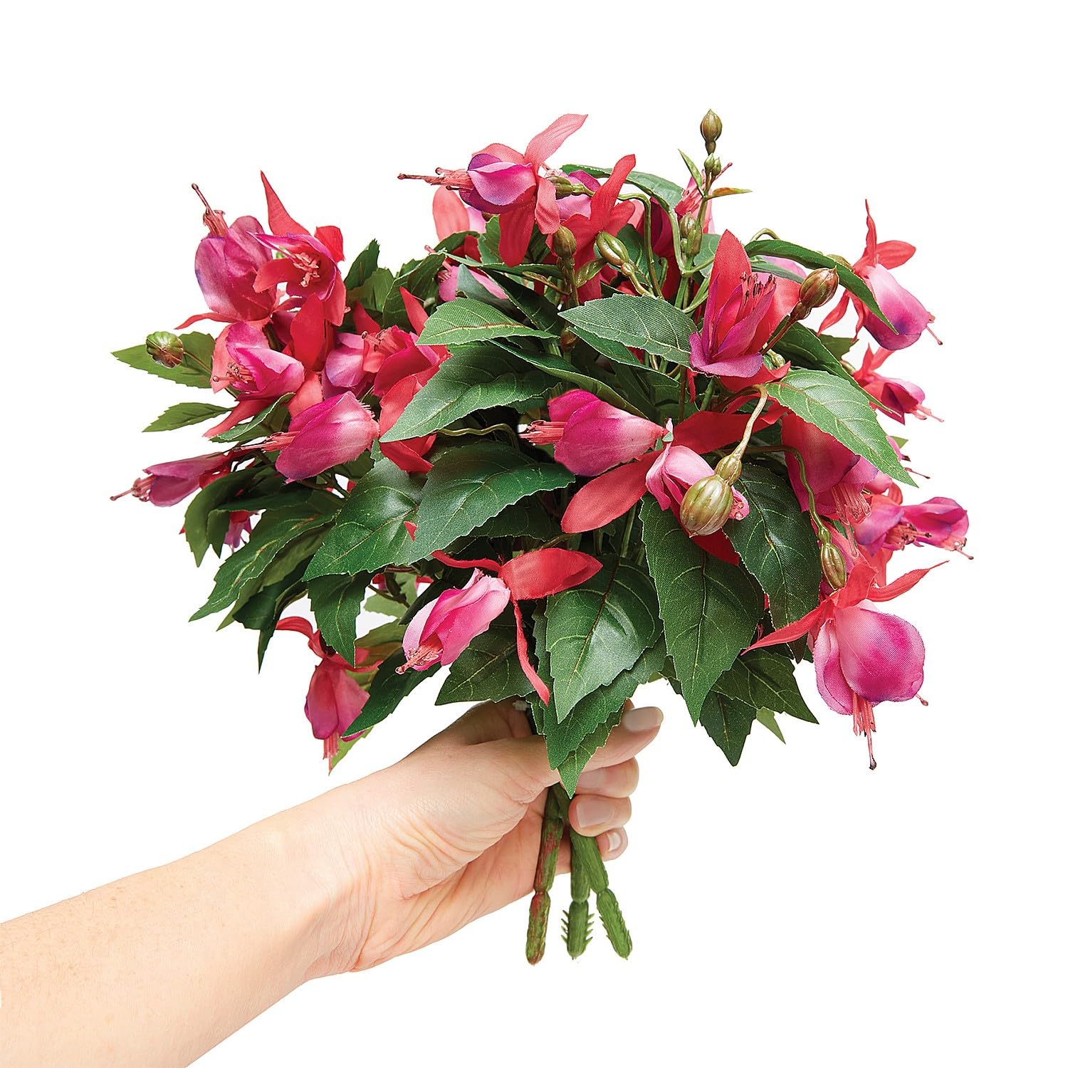 Set of 3 Artificial Fuchsia Picks Faux Flowers All Year Round Indoor Outdoor Realistic