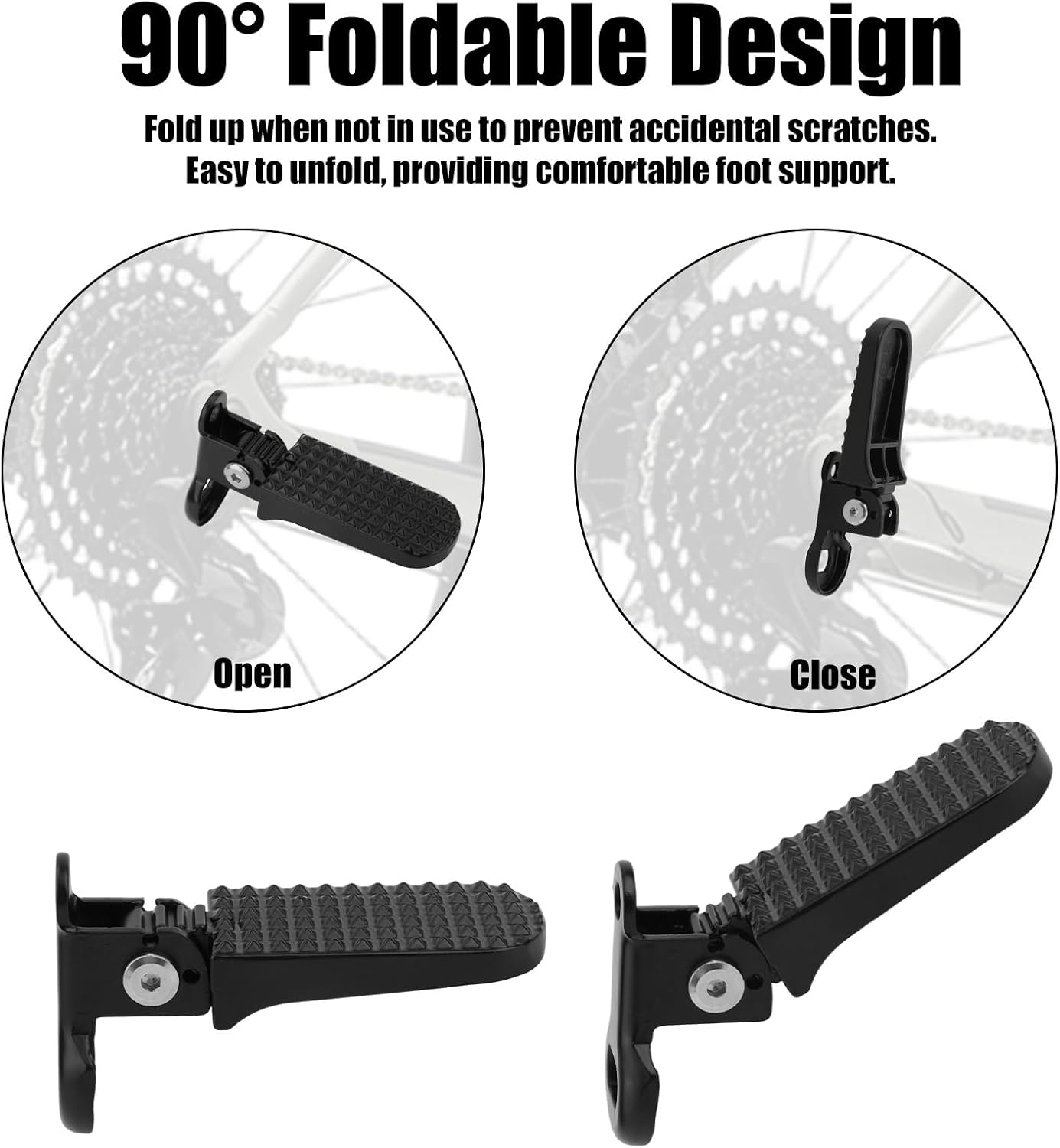 2pcs Bike Foot Pegs with Mounting Bolts for Ebike Ridstar Q20 | Foldable Passenger Foot Pegs Non-Slip Rest Pedals for Electric Bike Dirt Bikes MTB Motorcycle Scooter