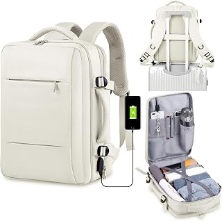 Mens Womens Expandable Travel Backpack Cabin Size 45x36x20, Waterproof Carry On Backpack for Airplanes, Suitcase Backpack Rucksack Underseat Luggage Travel Bag with Laptop Compartment