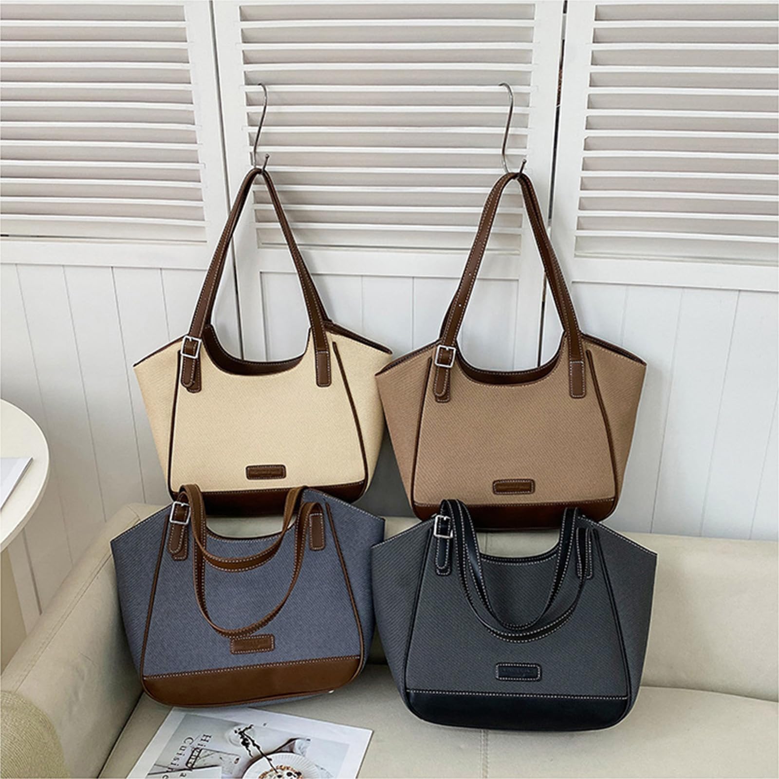 DEERWORD Donna Borse a Mano Borsa a Spalla Elegante Grandi Firmate Marca Tracolla Antifurto PU pelle 79240 1 pz Grigio