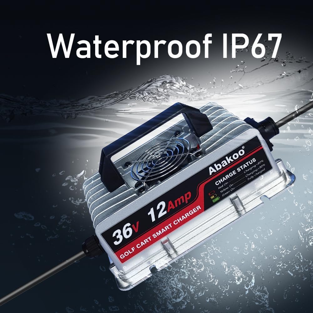 Abakoo 36V 12A Battery Charger SB50 for Ez-Go EZgo TXT Marathon 83-94 with Anderson SB-50 Connector, IP67 Waterproof