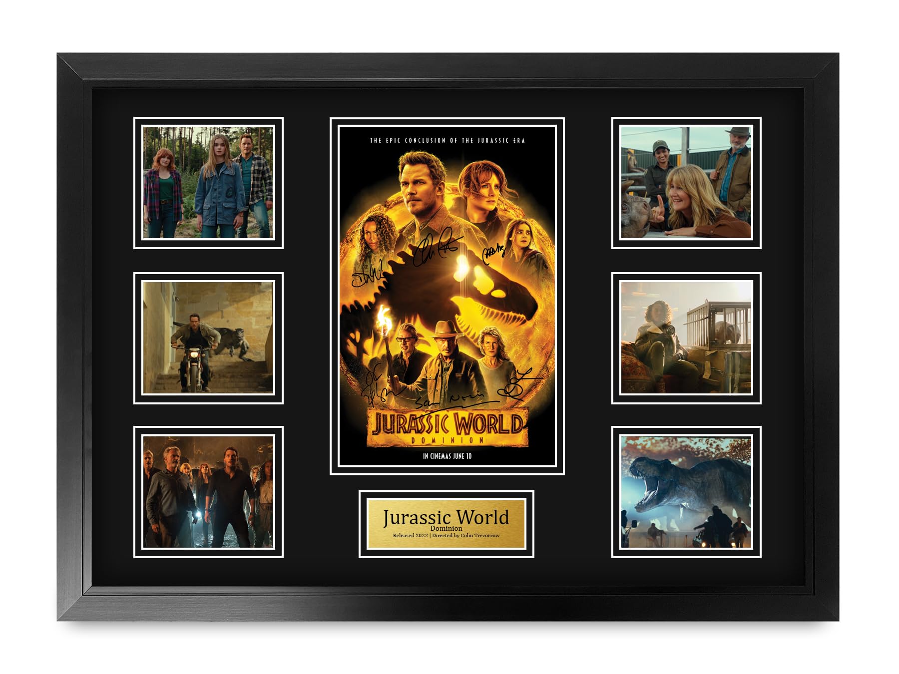 HWC Trading Jurassic World 3 Dominion Chris Pratt Gifts Printed Poster Signed Autograph Picture for Movie Memorabilia Fans - A2 Framed (ID-006508)