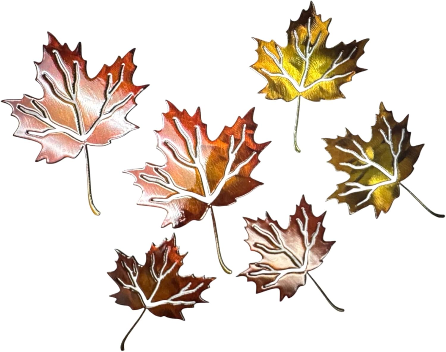 Metal Art Maple Leaf Set Choose from 4, 5 or 6 in a Set ((6 Set) 2 Large and 4 Small)