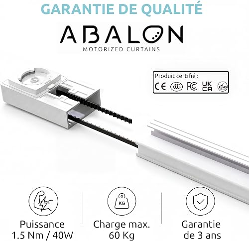 ABALON Rail à Rideaux Perfect Wave Motorisé, Moteur Wi-Fi Compatible avec Alexa, Google Home et l'application mobile Tuya Smart, Télécommande, Largeur jusqu'à 2 mètres, Blanc - 7