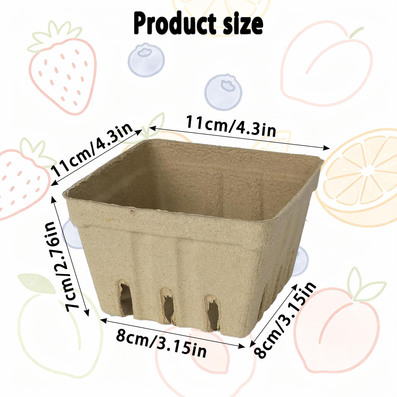 30 Pack Natural Pulp Fiber Berry Baskets, Small Molded Vented Fruit Containers for Strawberry Blueberry Raspberry, Eco-Friendly Produce Trays for Farmers Market, Kitchen Storage & Grocery