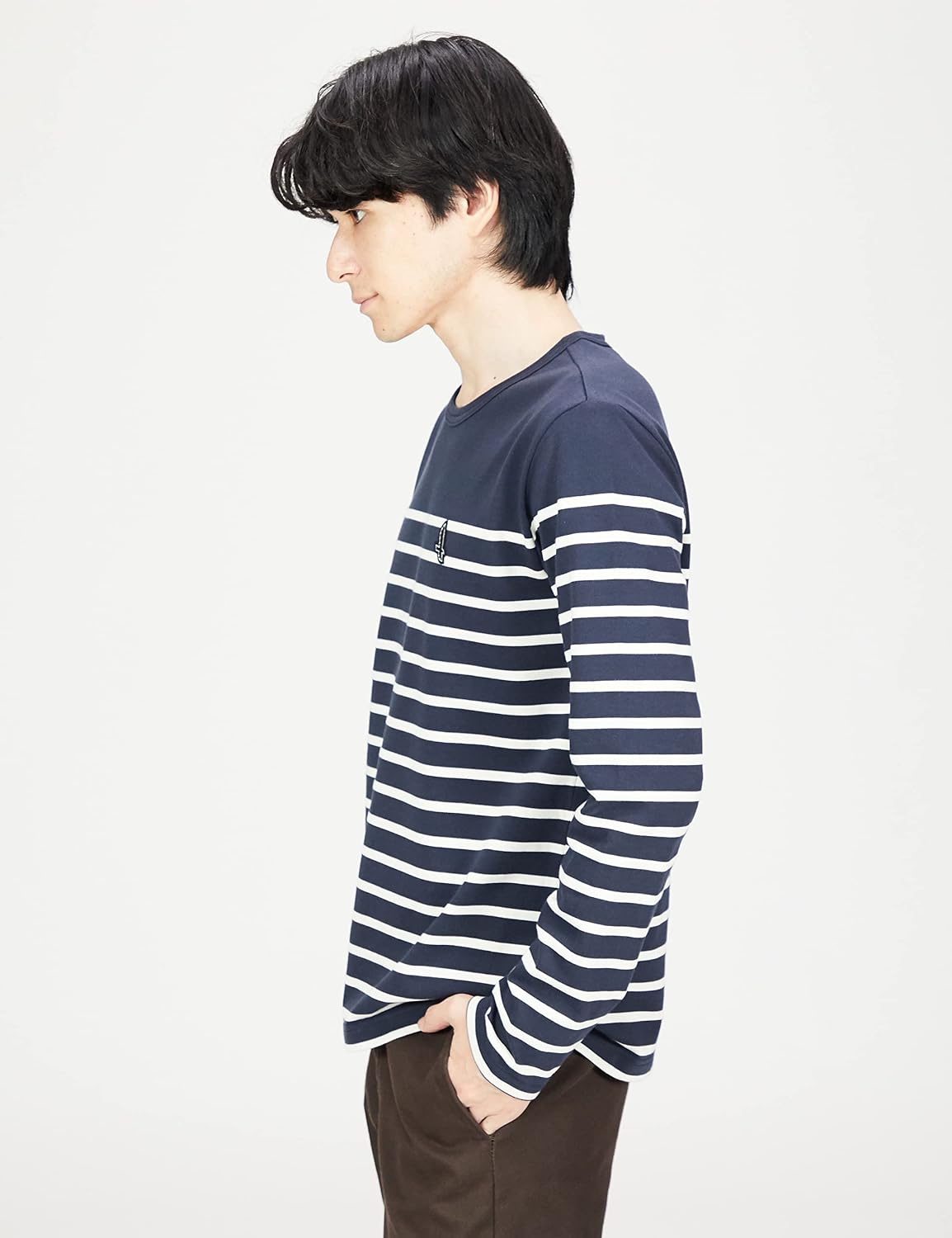 Amazon | [エーグル] 公式 ロングスリーブストライプTシャツ メンズ