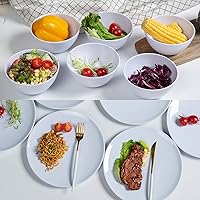 Vista 1 de Webbylee Juego de cuencos y platos llanos de melamina para cereales – 6 piezas blancas para uso diario, apto para lavavajillas, duradero, resistente