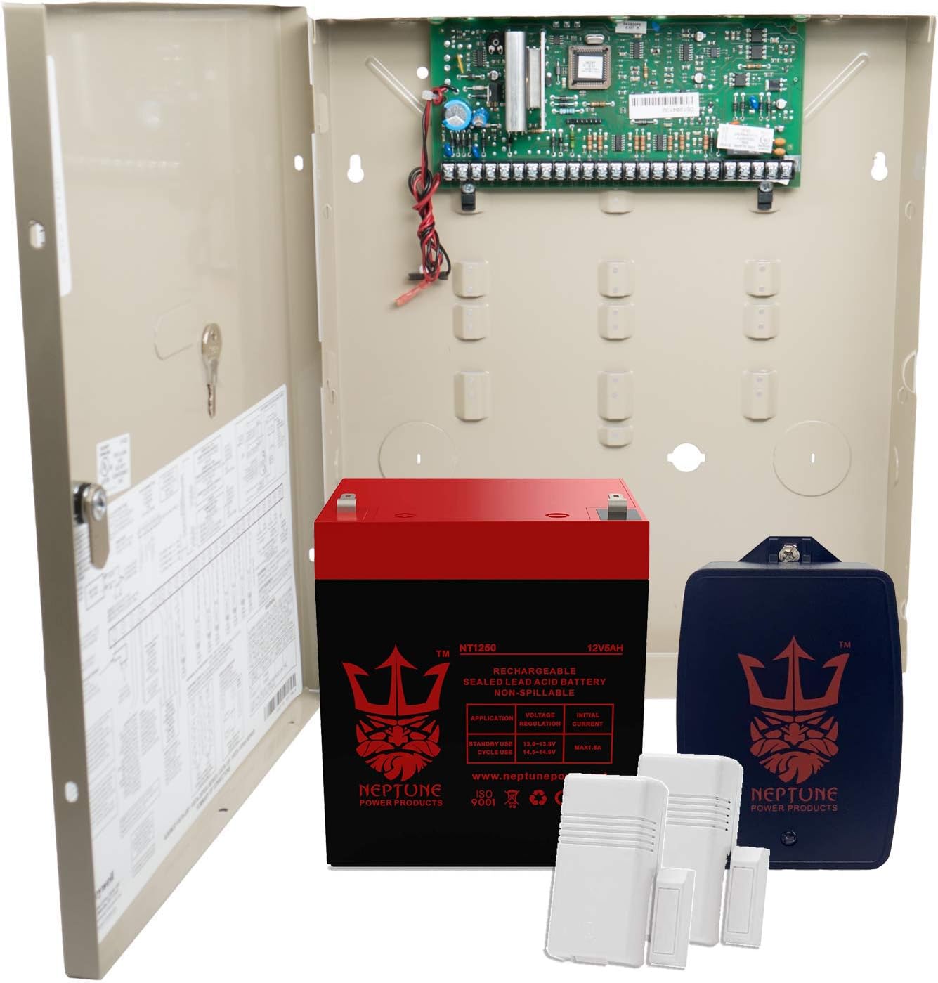 Honeywell VISTA-20P Ademco Control Panel with 6160 Keypad, Neptune NT1250 Battery & Auto-Resetting Transfomer 16.5VAC 40VA