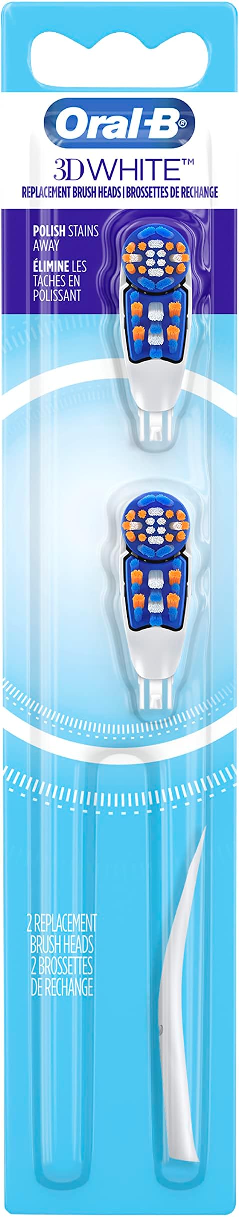 Oral-B 3D White Battery Power Toothbrush Replacement Heads, 2 Count