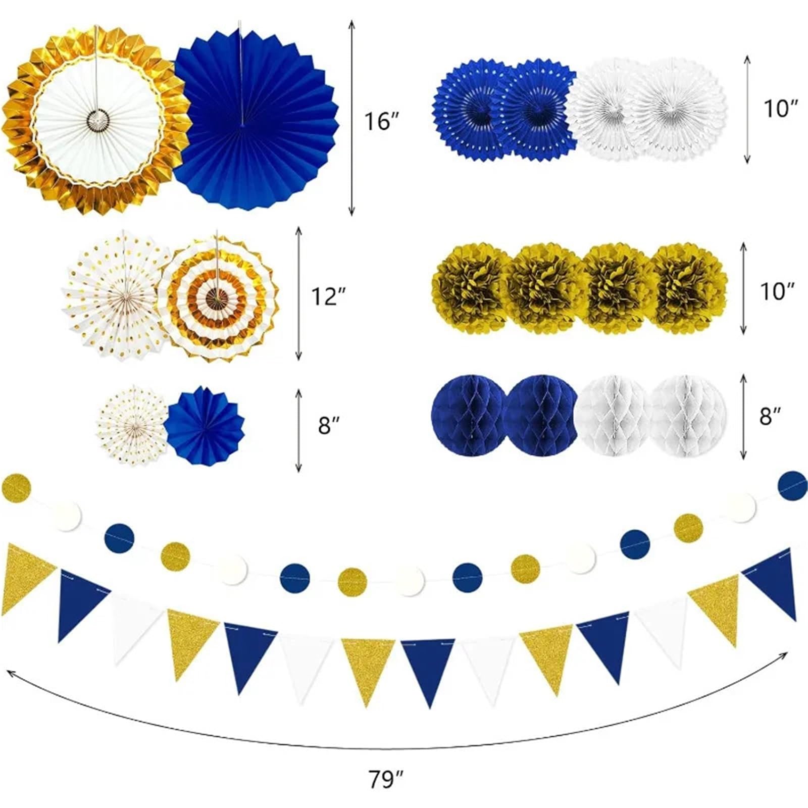 23 pièces : guirlande de pompons, fleurs, éventails en papier, pois, triangles et fanions décoratifs for une fête d'anniversaire ou remise diplômes(Red black white)