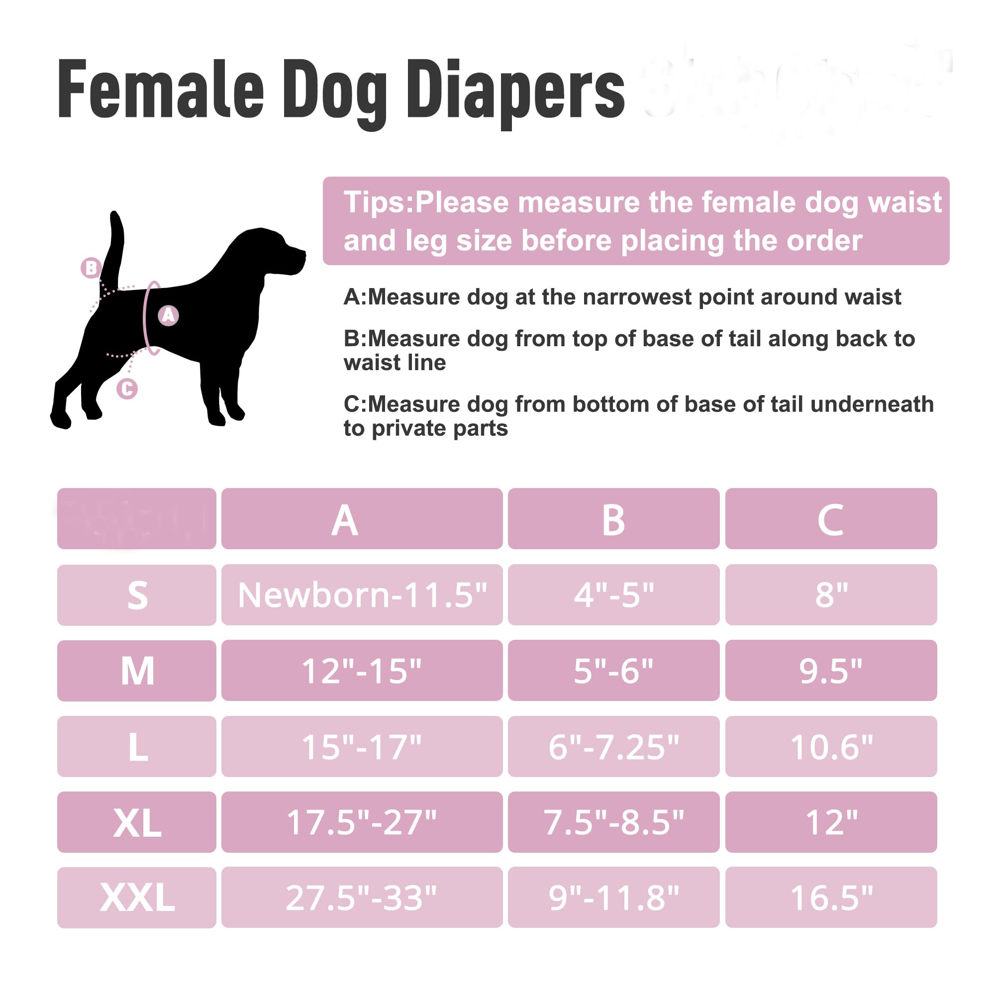 Paquete de 5 pañales lavables para perras, pañales reutilizables para perros, pañales altamente absorbentes para perros, falda ajustable a prueba de fugas para cachorros, para calor