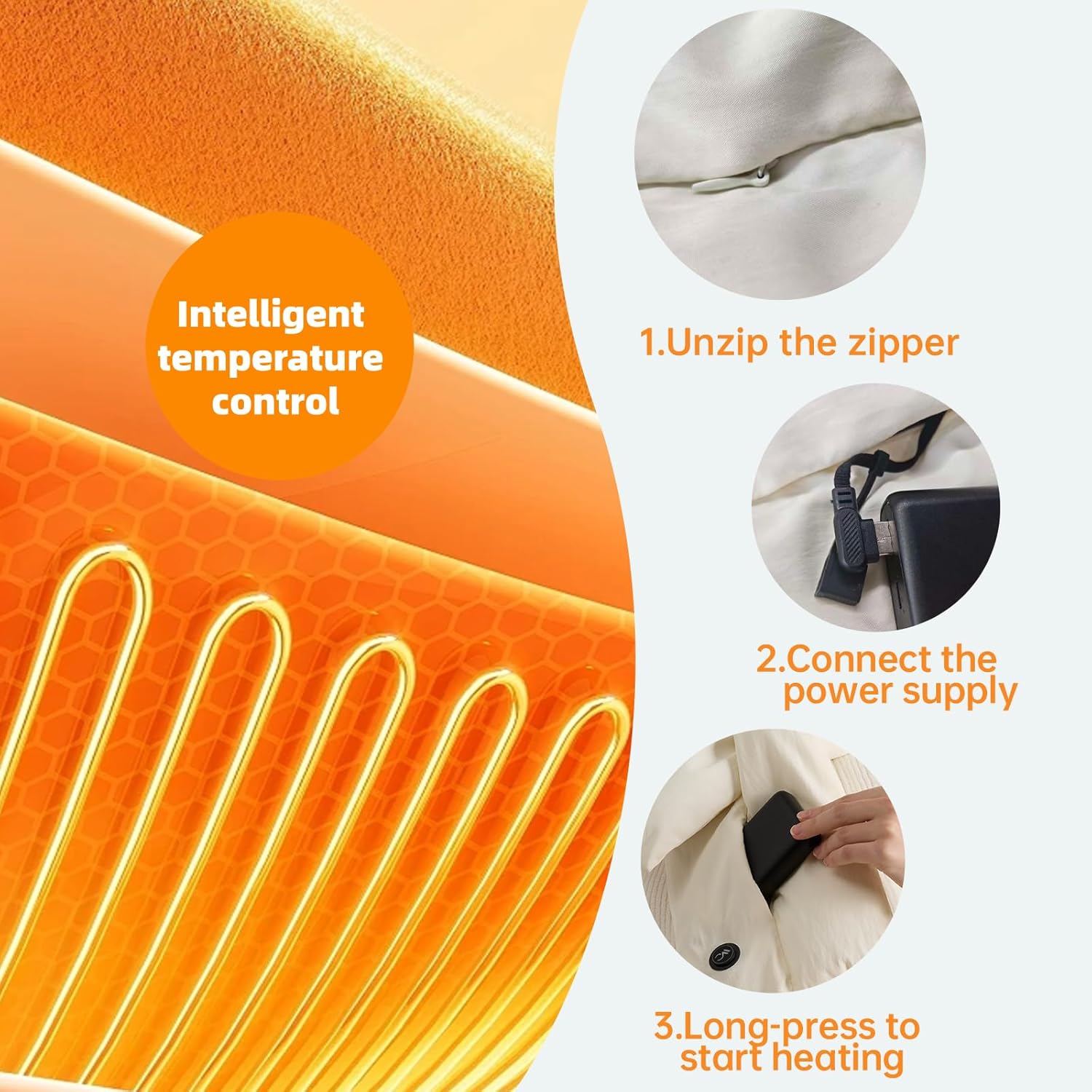 Heated Scarf for Women Rechargeable Heated Shawl with 8000 mAh Battery 3 Heating Levels Neck Warmer for Winter - Image 6